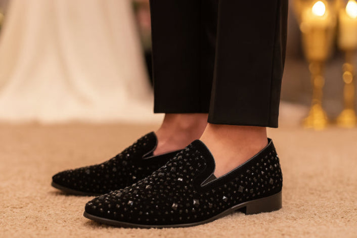 Mocassin homme vintage avec strass mariage