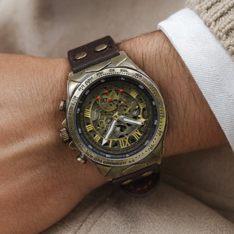 Montre automatique vintage marron poile