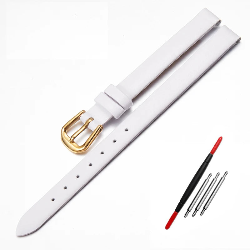 Montre bracelet cuir femme vintage blanc doré