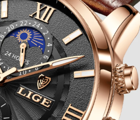 Montre en cuir homme vintage gros plan