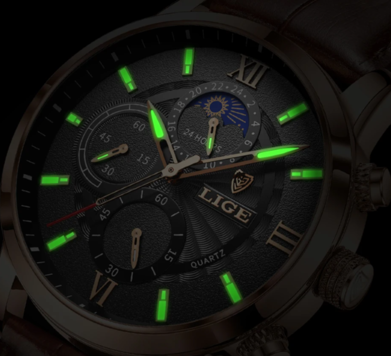 Montre en cuir homme vintage nuit