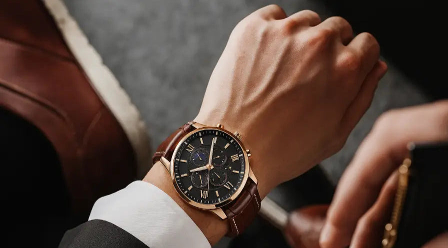 Montre en cuir homme vintage poignet