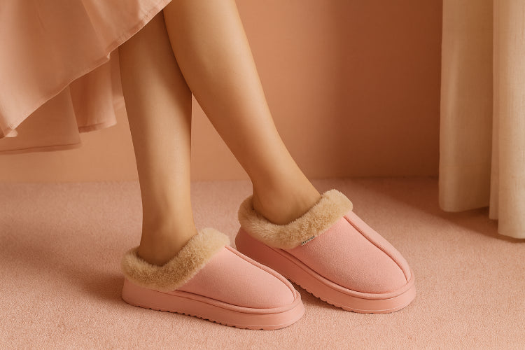 Pantoufle vintage rose pieds