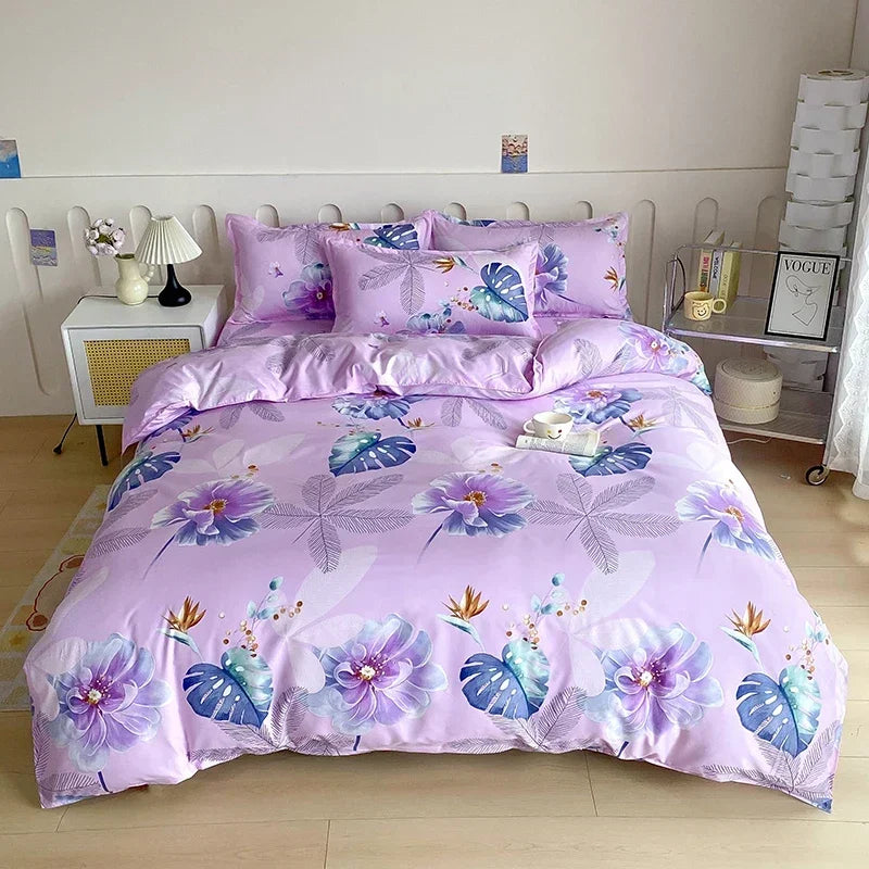 Parure de lit vintage violet fleur