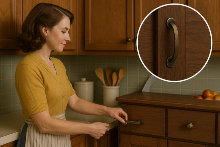 Poignées cuisine vintage année 50 femme