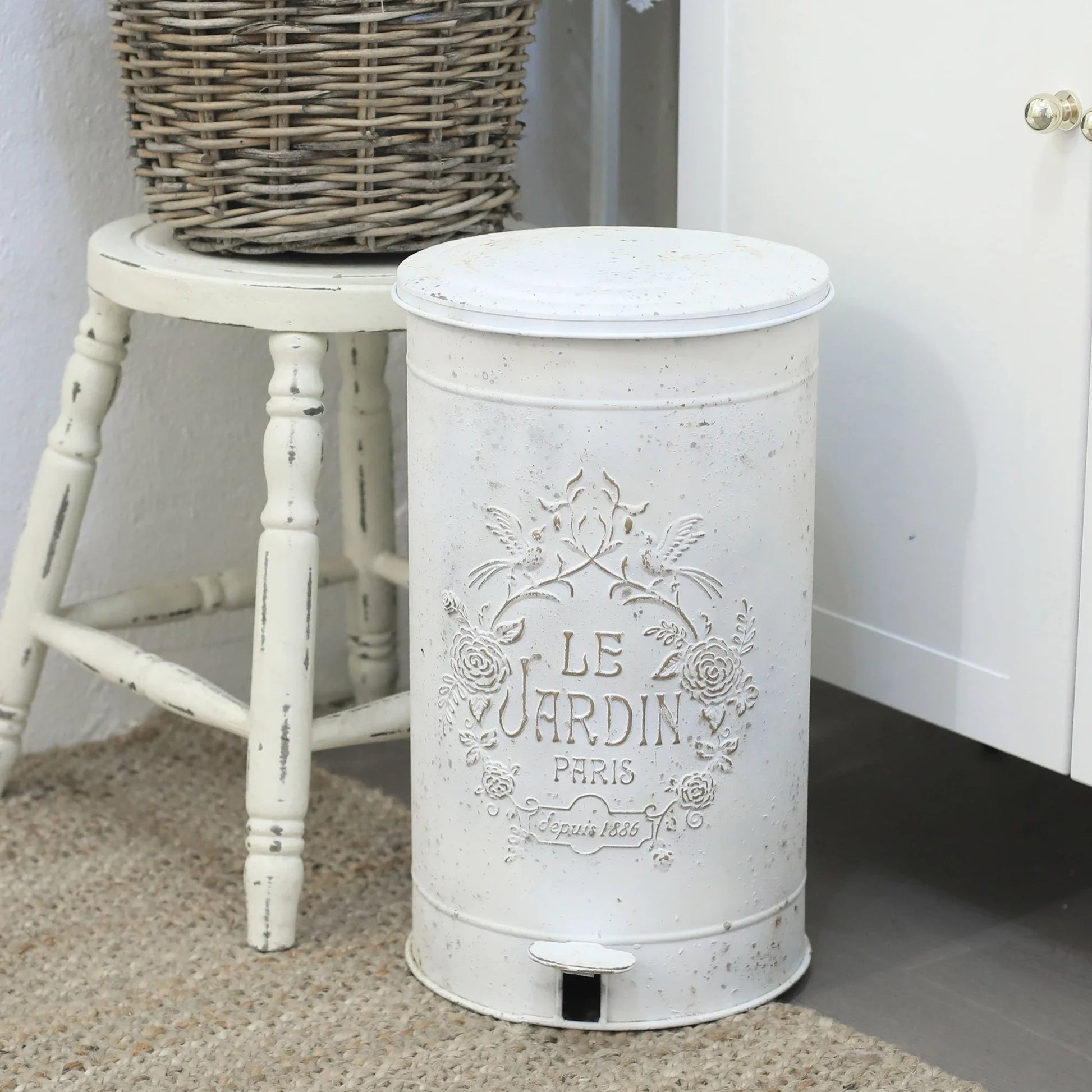 Poubelle vintage cuisine blanc