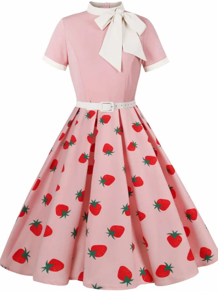 Robe américaine vintage fraise