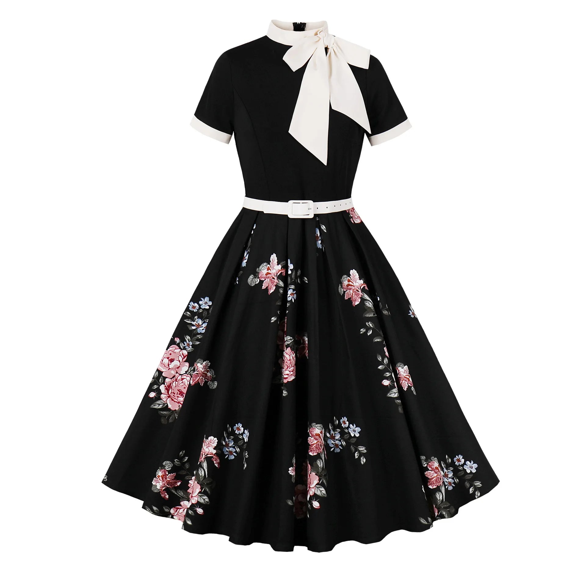 Robe américaine vintage noir fleur