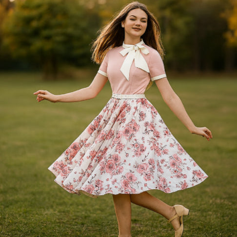 Robe américaine vintage rose à fleur