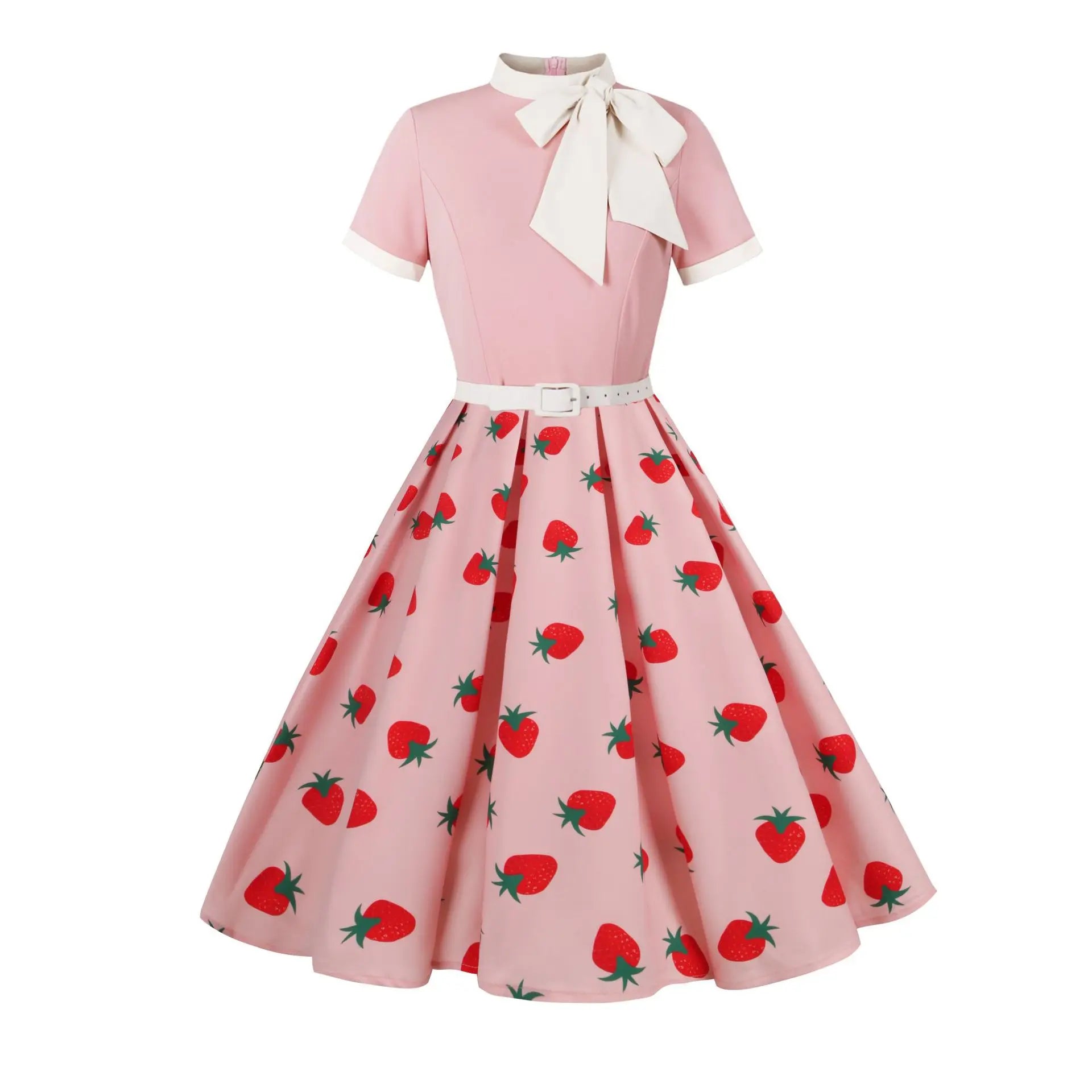 Robe américaine vintage rose fraise