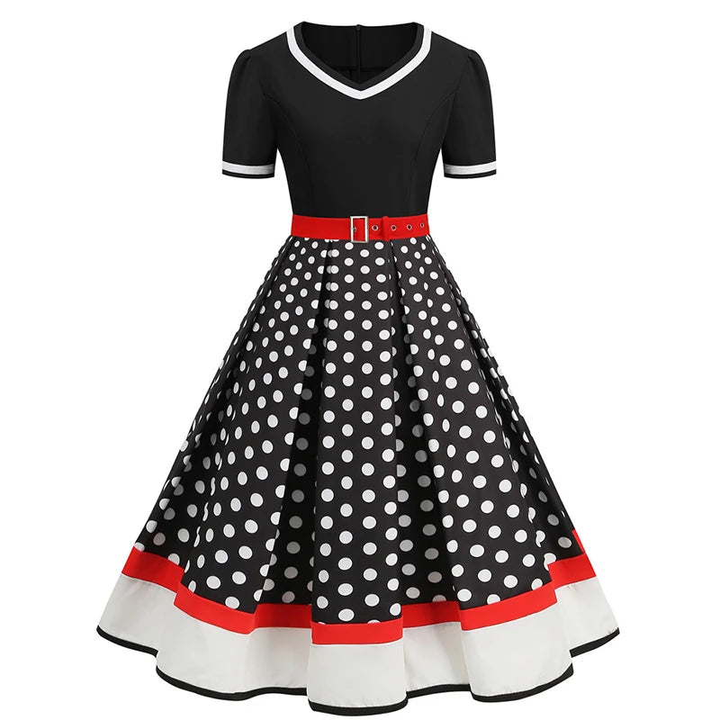 Robe année 50 noir a pois