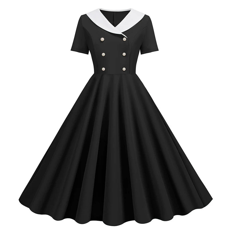 Robe année 50 noir fond blanc