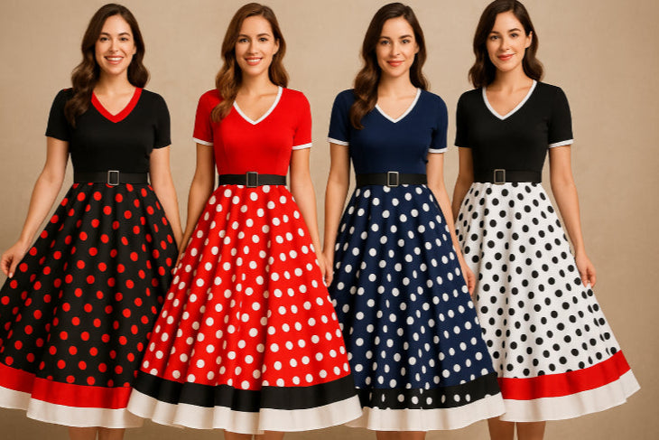 Robe année 50 noir noir rouge