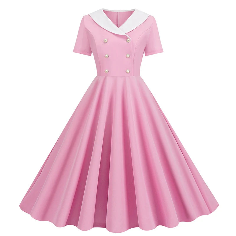 Robe année 50 rose rétro
