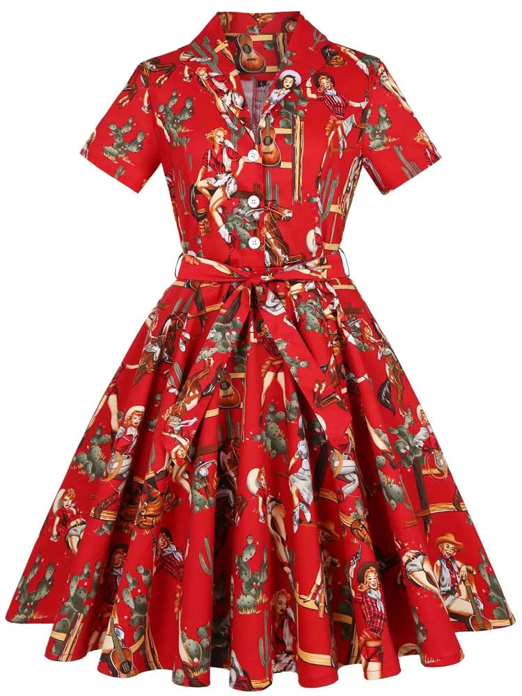 Robe année 60 rouge