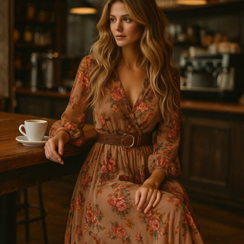 Robe bohème rose café