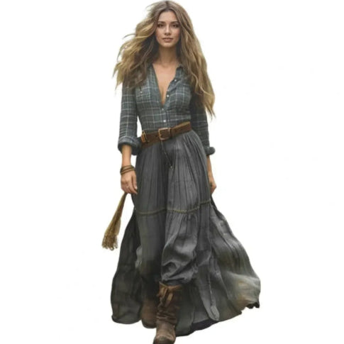 Robe bohème vert fond blanc