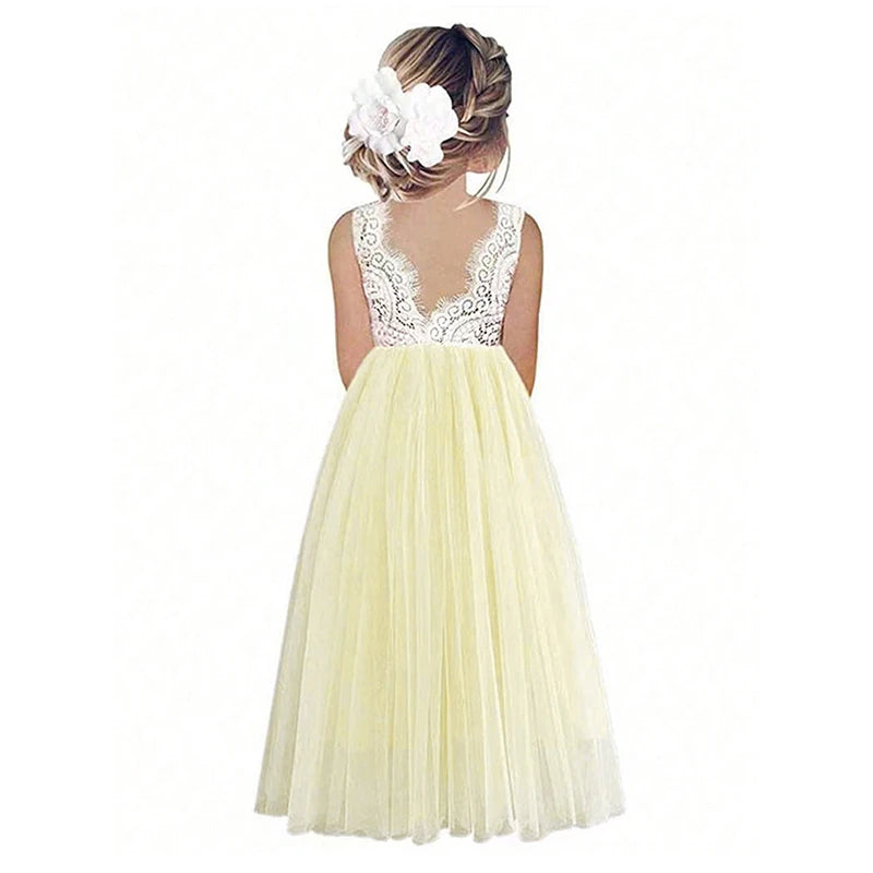 Robe d'été fille jaune dos