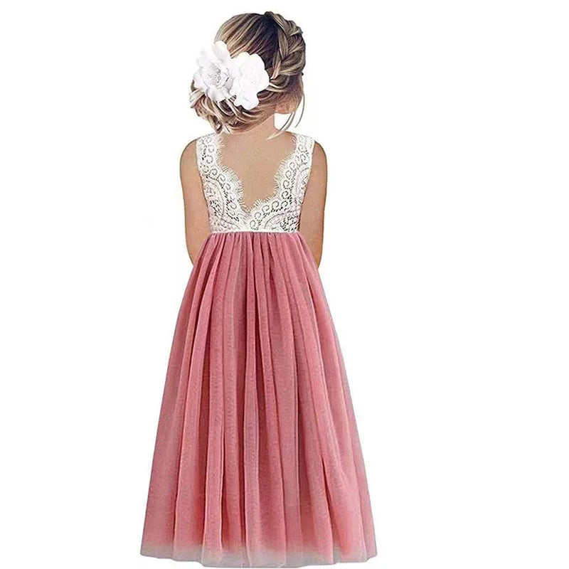 Robe d'été fille rose foncé