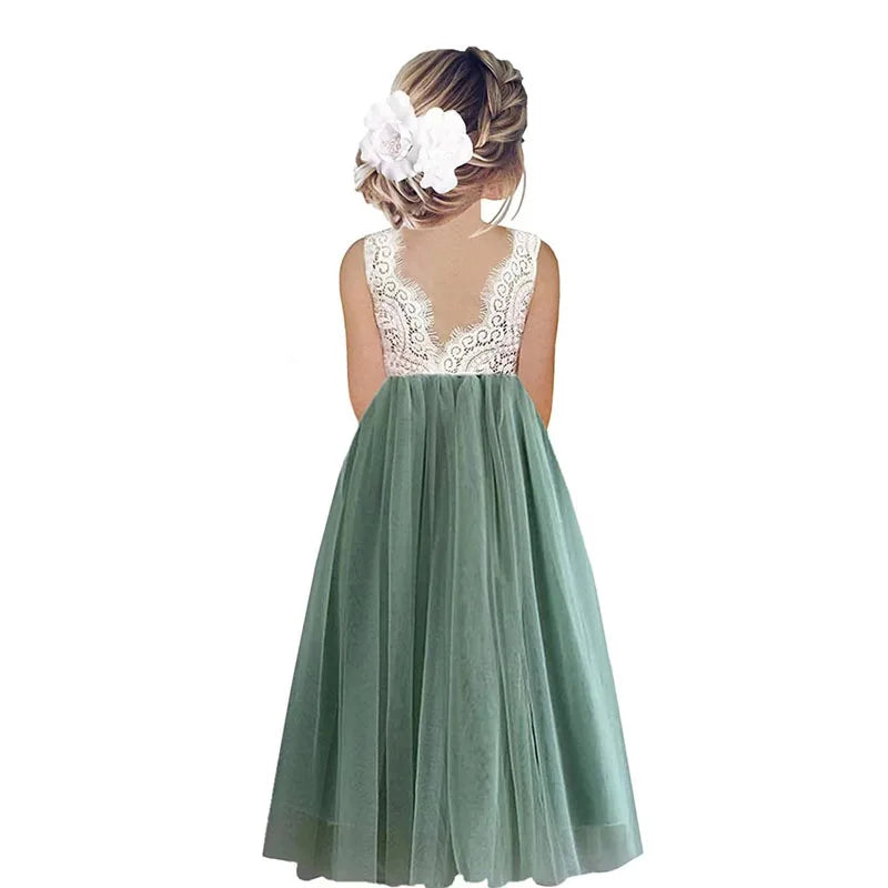 Robe d'été fille vert dos
