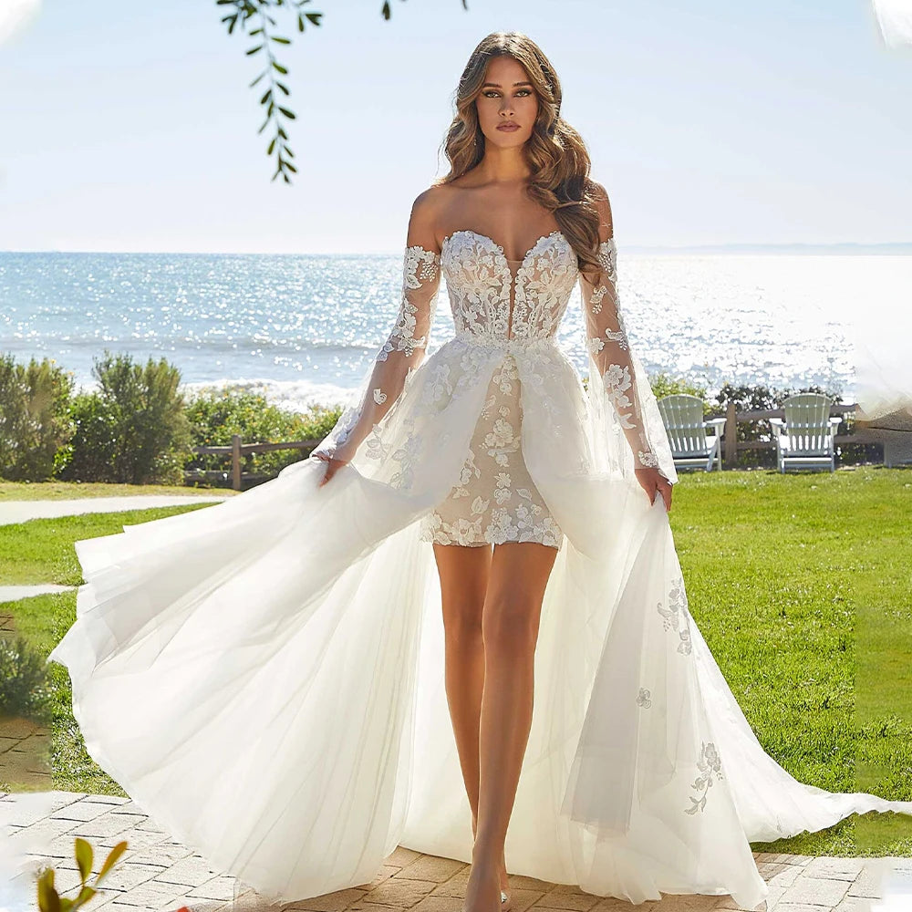Robe De Mariée Courte Jenny Yoo 'Libby' - Dentelle, Ivoire/crème, Taille 10, Neuve Sans étiquettes (valeur 1350$)