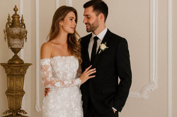 Robe de mariée courte vintage en dentelle mari