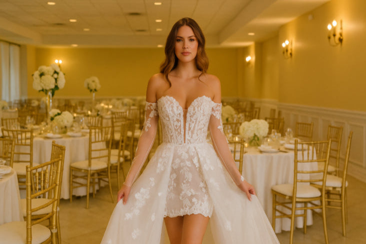Robe de mariée courte vintage salle