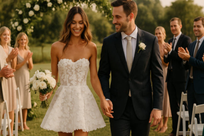 Robe de mariage courte vintage en dentelle mari