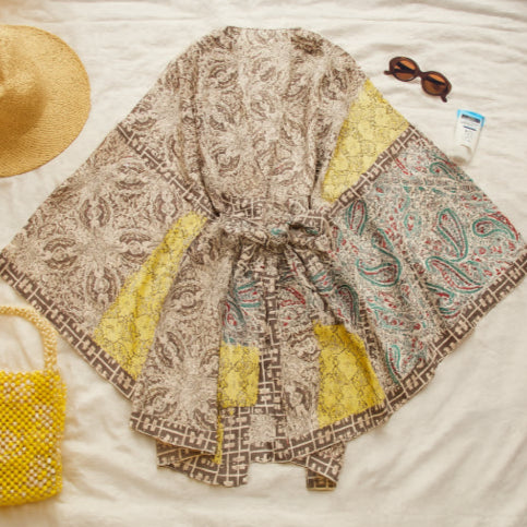 Robe de plage vintage jaune lunette