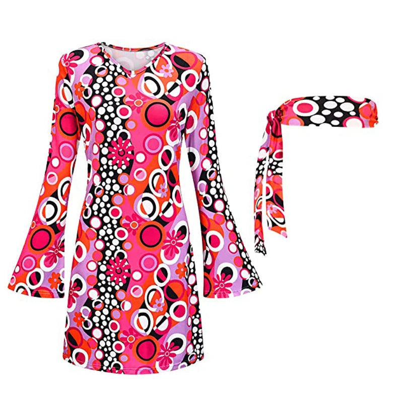 Robe hippie courte vintage rose