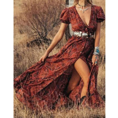 Robe hippie vintage brune