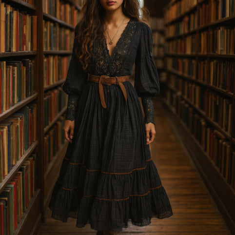 Robe longue vintage bibliothèque