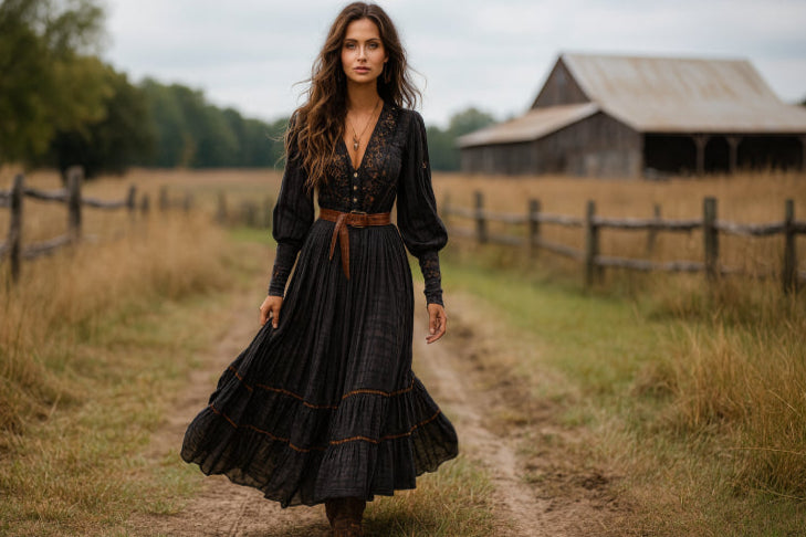 Robe longue vintage ferme