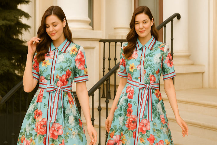 Robe vintage année 50-60 jardin