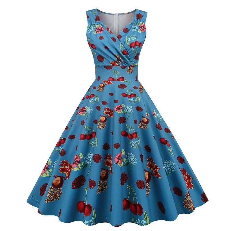 Robe vintage chic bleu