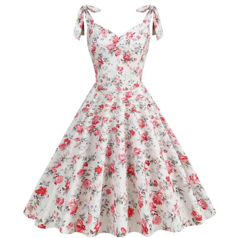 Robe vintage à fleurs blanc