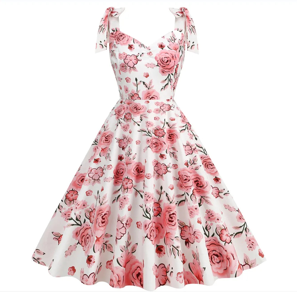 Robe vintage à fleurs rose