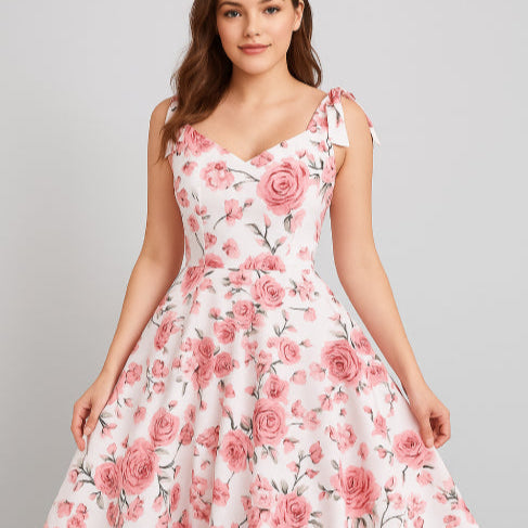 Robe vintage à fleurs rose fille