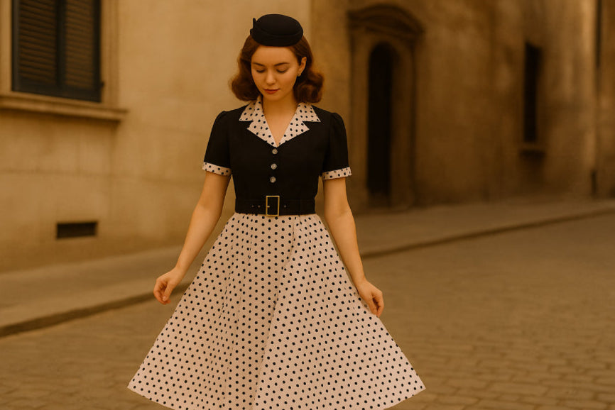 Robe vintage petit pois rue