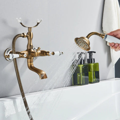 Robinet salle de bain vintage or et blanc