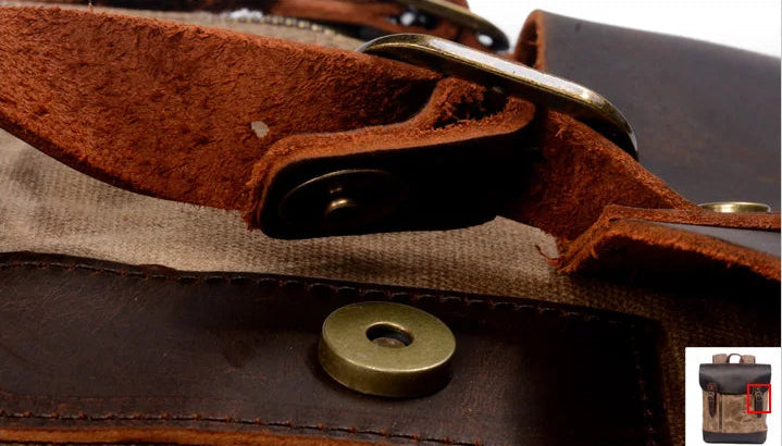 Sac à dos en cuir vintage details