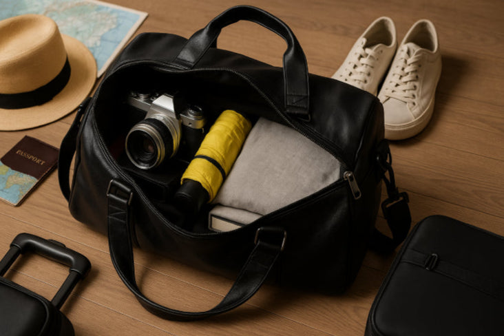 Sac vintage noir passeport