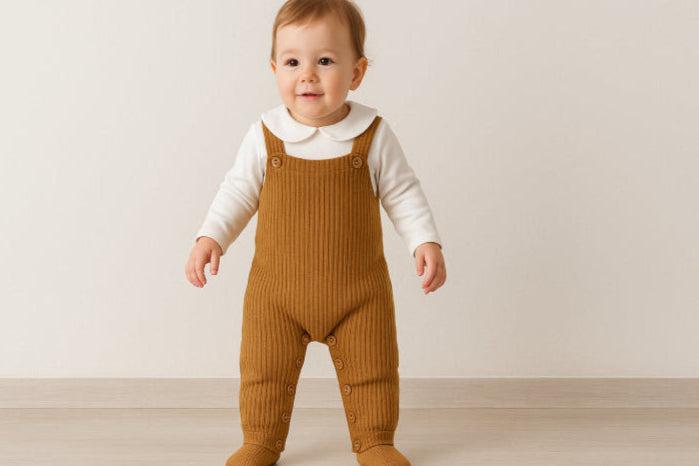 Salopette enfant vintage camel clair