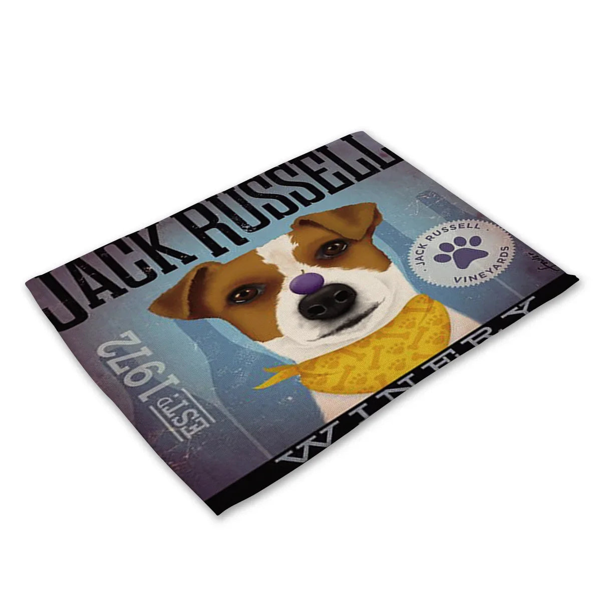 Set de table vintage chien bandeau jaune