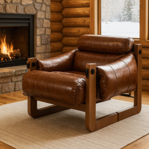 Sofa en cuir de luxe vintage chalet