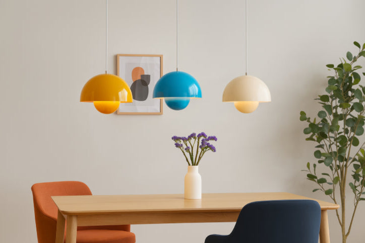 Suspension nordique vintage jaune bleu