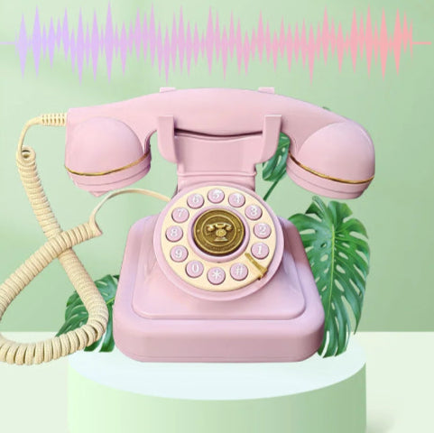 Téléphone fixe vintage fond vert