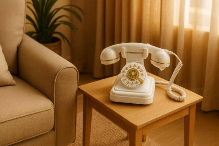 Téléphone fixe vintage salon