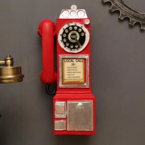 Téléphone mural vintage rouge noir