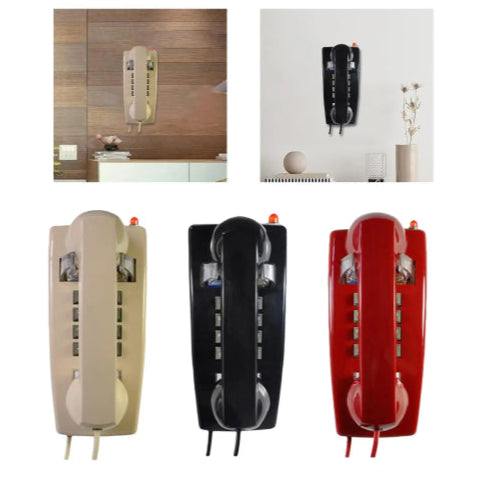 Téléphone murale rouge vintage beige